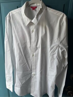 GUESS Men's White Button-Front Dress Shirt